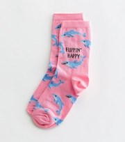 New Look Pink Flippin' Happy Dolphin Socks